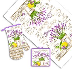 Toro Kuchyňská sada Levandule - utěrka, chňapka, podložka