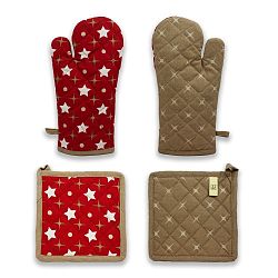 Trade Concept Kuchyňská sada chňapka a podložka Hvězdičky červená, 18 x 32 cm, 20 x 20 cm