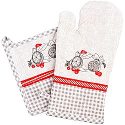 Trade Concept Kuchyňská sada chňapka a podložka Ovoce šedá, 18 x 32 cm, 20 x 20 cm