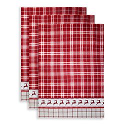 Trade Concept Kuchyňská utěrka Káro červená, 50 x 70 cm, sada 3 ks