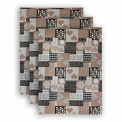 Trade Concept Kuchyňská utěrka Patchwork hnědá, 50 x 70 cm, sada 3 ks