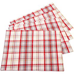 Trade Concept Prostírání Káro tmavě červeno-béžová, 50 x 70 cm, sada 3 ks