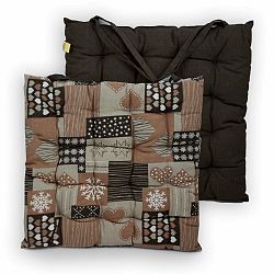 Trade Concept Sedák prošívaný Patchwork hnědá, 40 x 40 cm