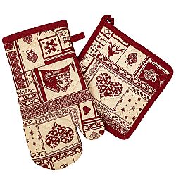 Trade Concept Vánoční kuchyňská sada chňapka a podložka Patchwork červená, 18 x 32 cm, 20 x 20 cm