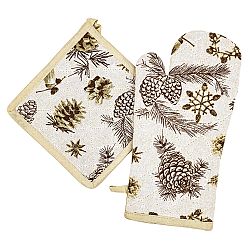 Trade Concept Vánoční kuchyňská sada chňapka podložka Šišky, 18 x 32 cm, 20 x 20 cm