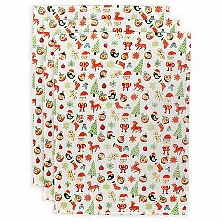 Trade Concept Vánoční kuchyňská utěrka Skřítci a stromečky, 50 x 70 cm, sada 3 ks