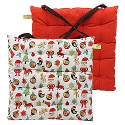 Trade Concept Vánoční sedák prošívaný Skřítci a stromečky, 40 x 40 cm