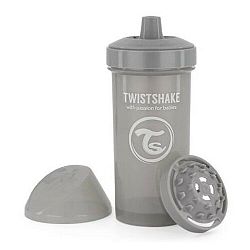 Twistshake Netekoucí láhev s pítkem 360 ml 12 m+, šedá