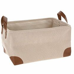 Úložný textilní košík Leyte, 36 x 19 x 26 cm, krémová