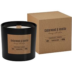 Vonná svíčka ve skle s dřevěným knotem Cedarwood & Vanilla 300g, 11 cm