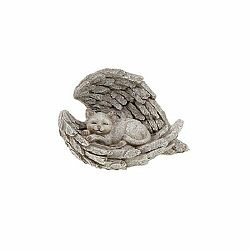 Zahradní dekorace Andělská křídla s kočkou, 23 x 13 x 16 cm