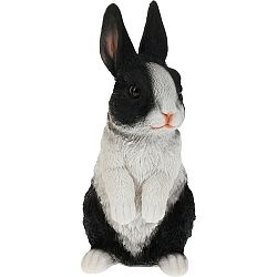 Zahradní dekorace Králík Flippy černobílá, 12,2 x 9,6 x 21,8 cm