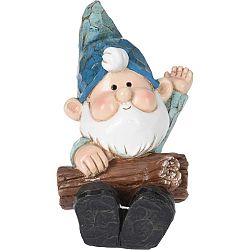 Zahradní dekorace Sedící trpaslík Ben, 11 x 17 x 10 cm, polystone, modrá