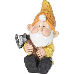 Zahradní dekorace Sedící trpaslík Ben, 11 x 17 x 10 cm, polystone, žlutá