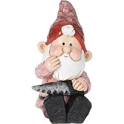 Zahradní dekorace Sedící trpaslík Ben, 16 x 14 x 32 cm, polystone, červená