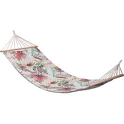 Závěsné houpací lehátko Tropical leaves růžová, 200 x 80 cm