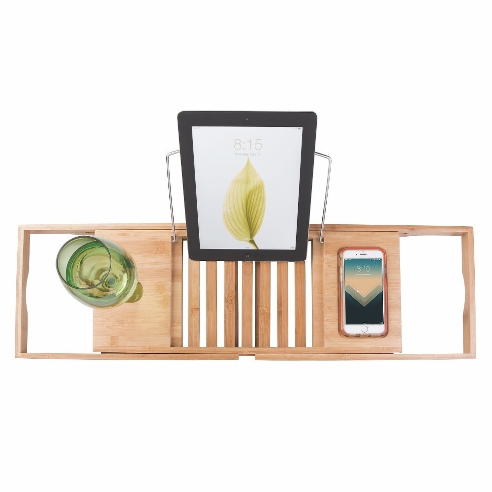 Bambusový nastavitelný odkládací podnos na vanu InterDesign Formbu Bambusový nastavitelný odkládací podnos na vanu InterDesign Formbu