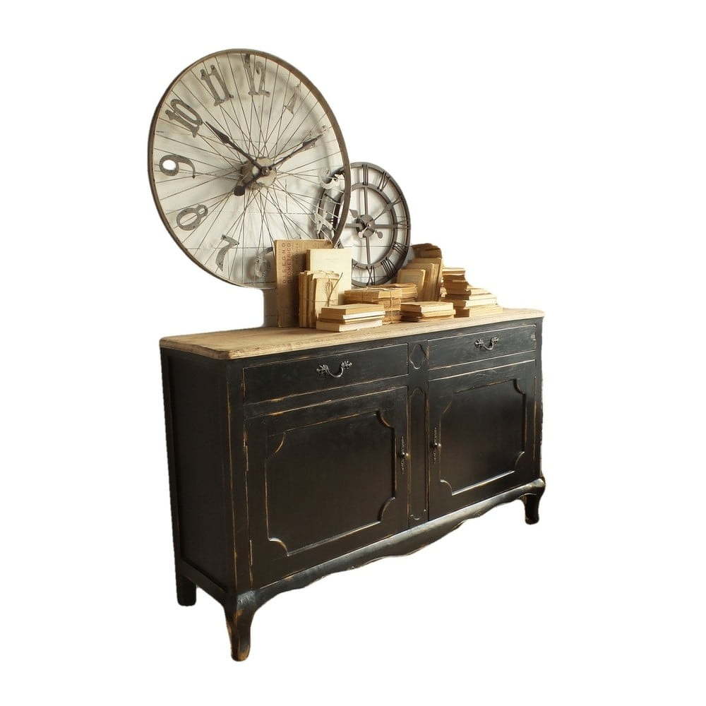 Černá komoda ze dřeva zimního dubu Orchidea Milano New Vintage, výška 94 cm