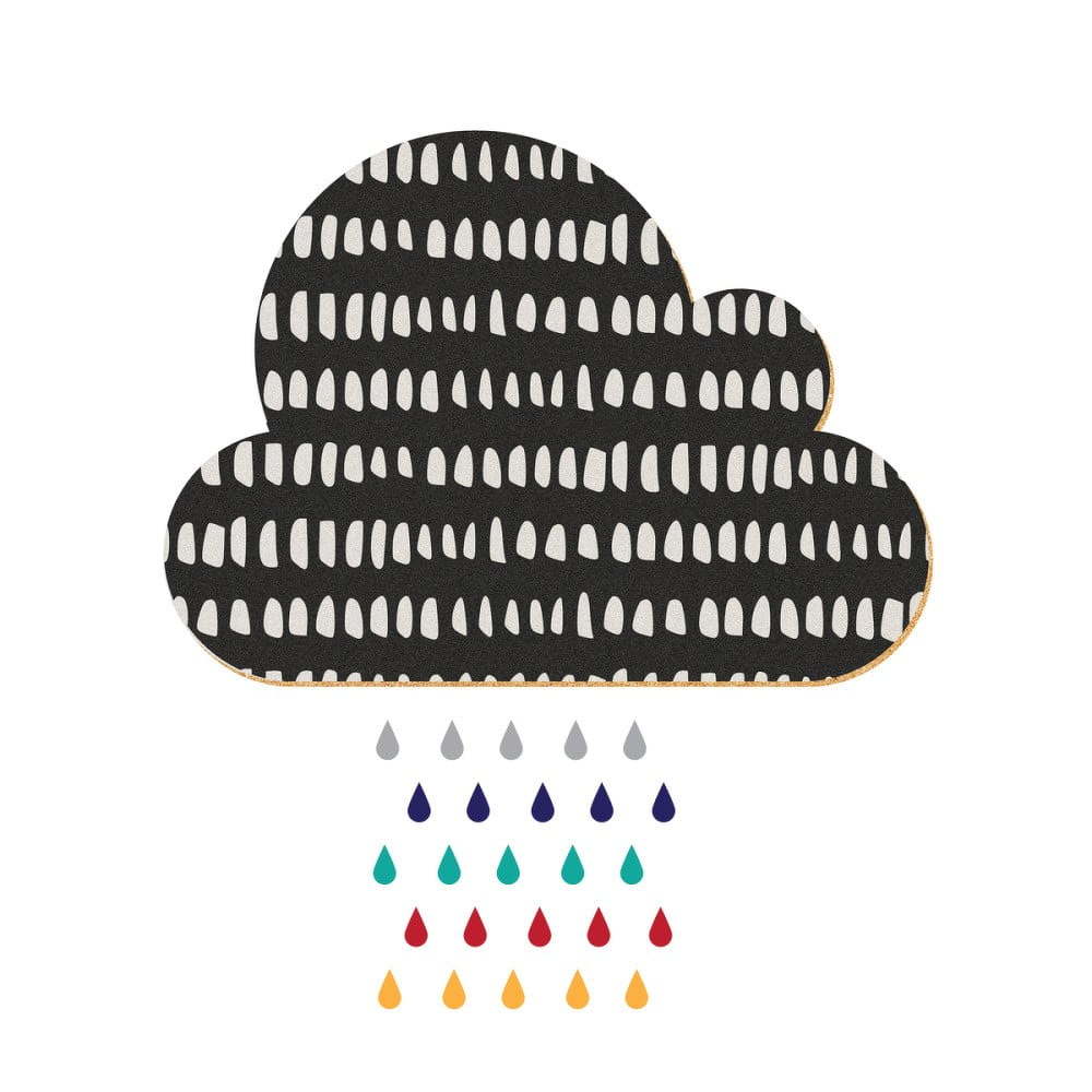 Dekorativní samolepící nástěnka Dekornik Black Cloud With Colorful Drops