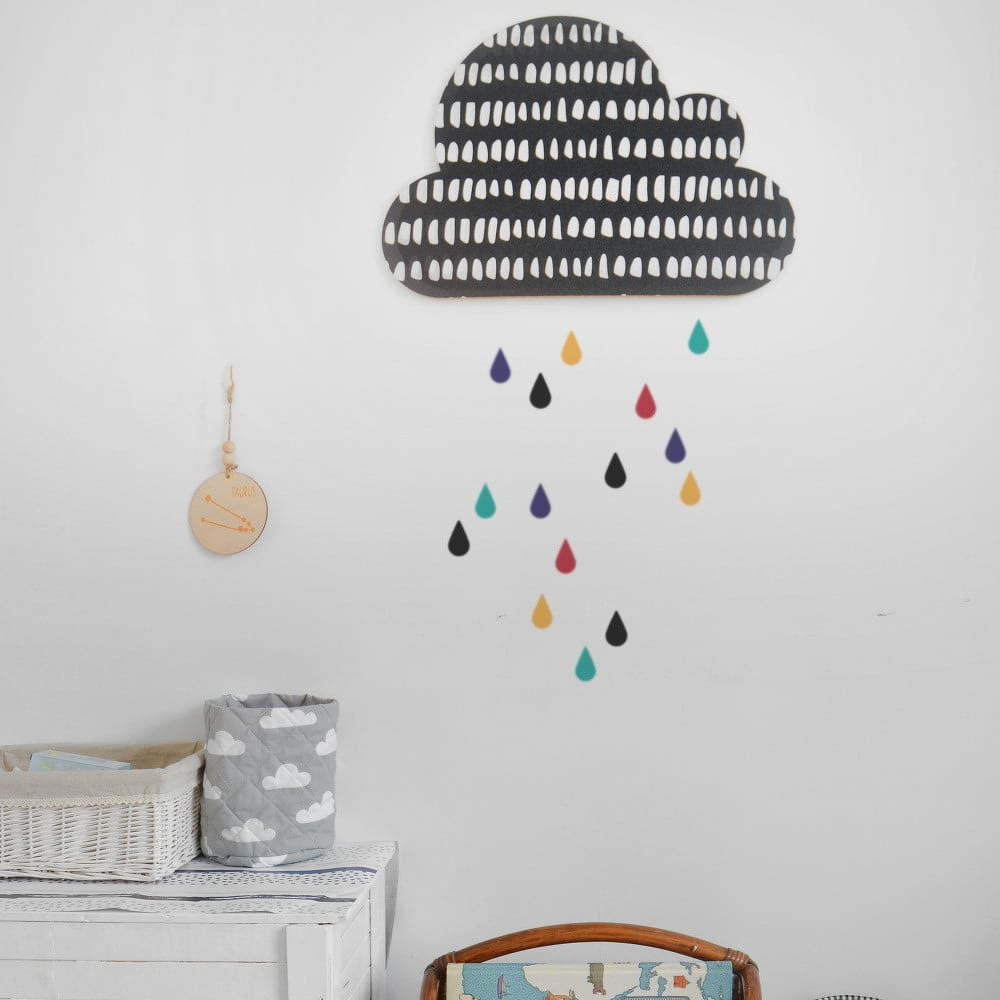 Dekorativní samolepící nástěnka Dekornik Black Cloud With Colorful Drops