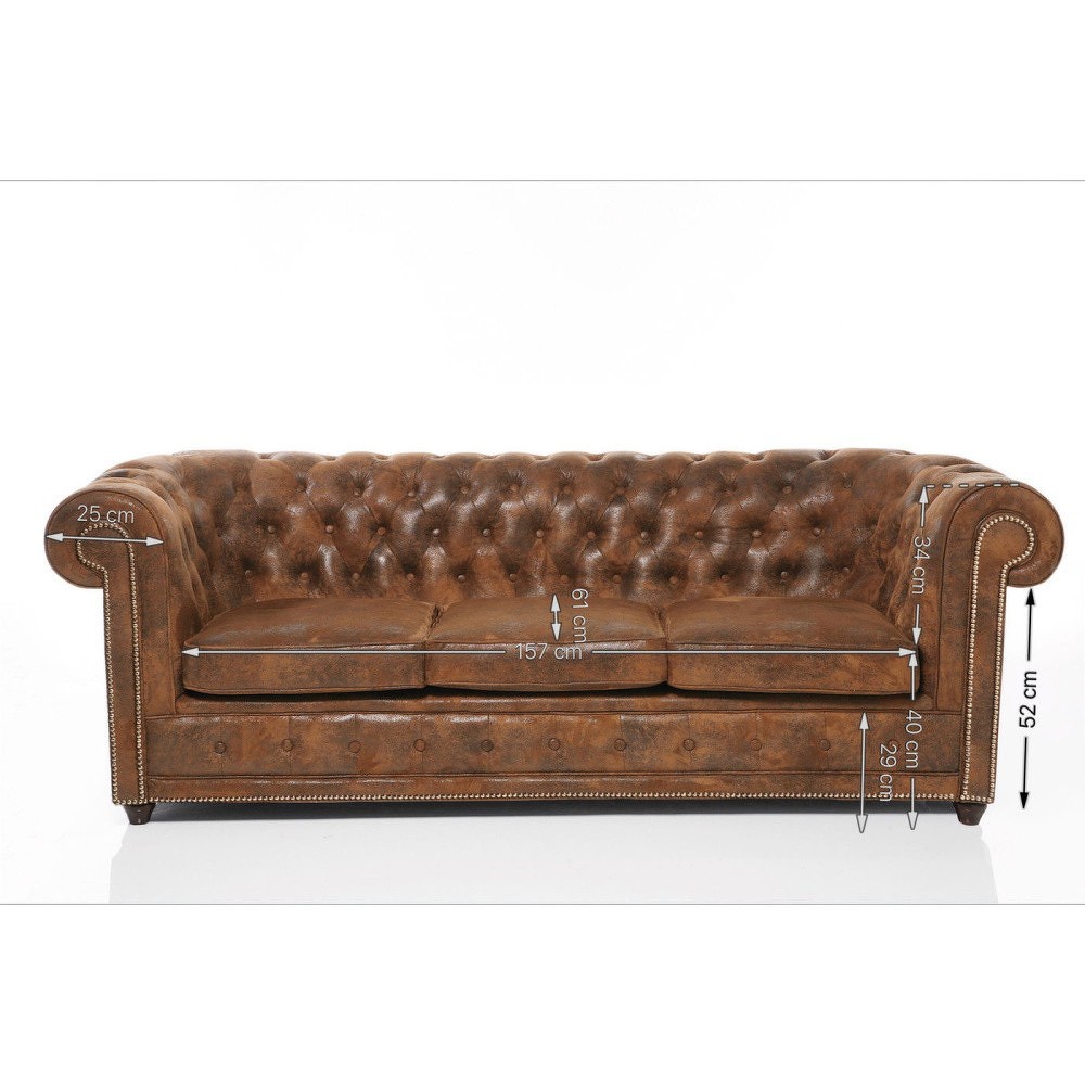 Hnědá třímístná pohovka Kare Design Oxford Vintage