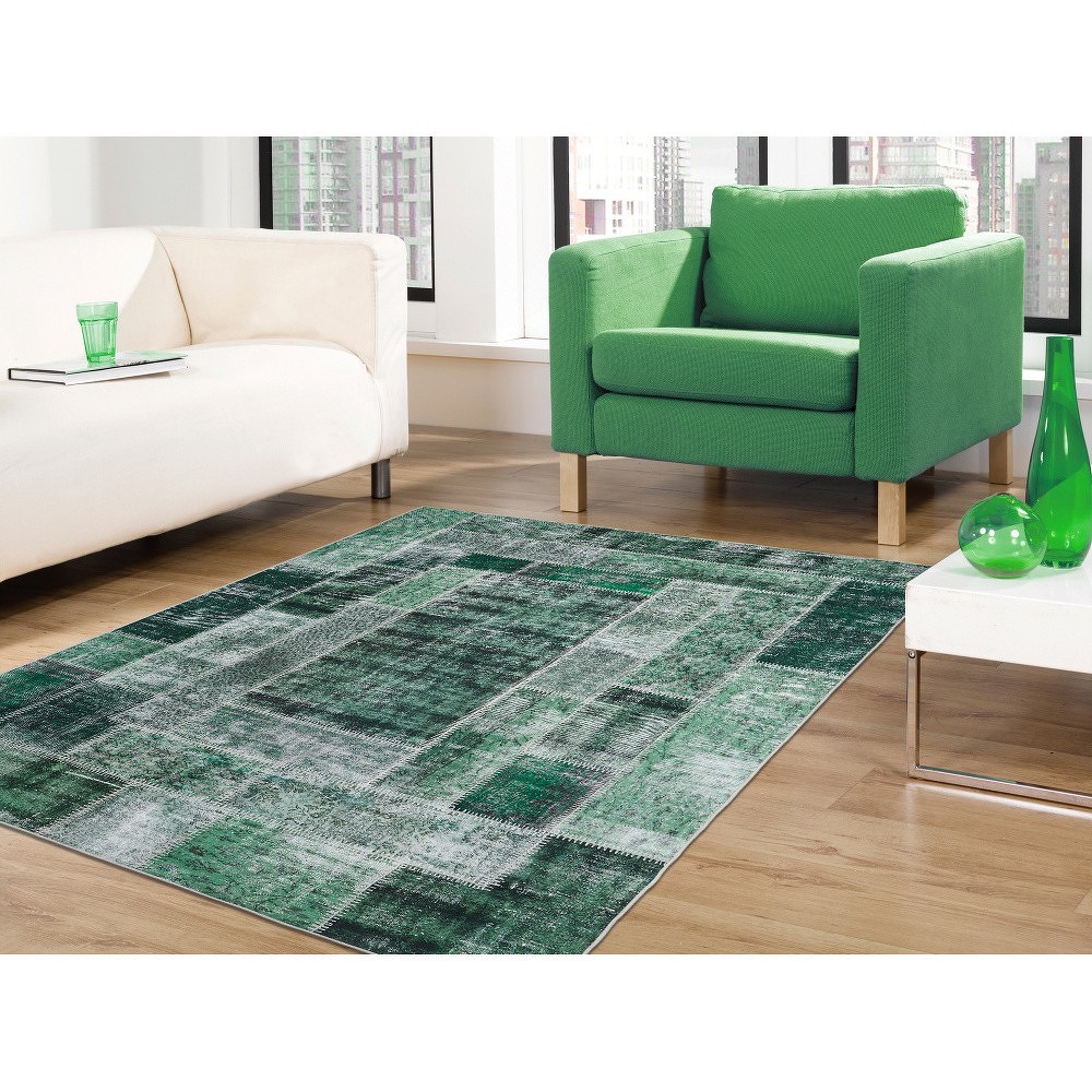 Koberec odolný proti skvrnám Floorita Montage Green, 80 x 150 cm