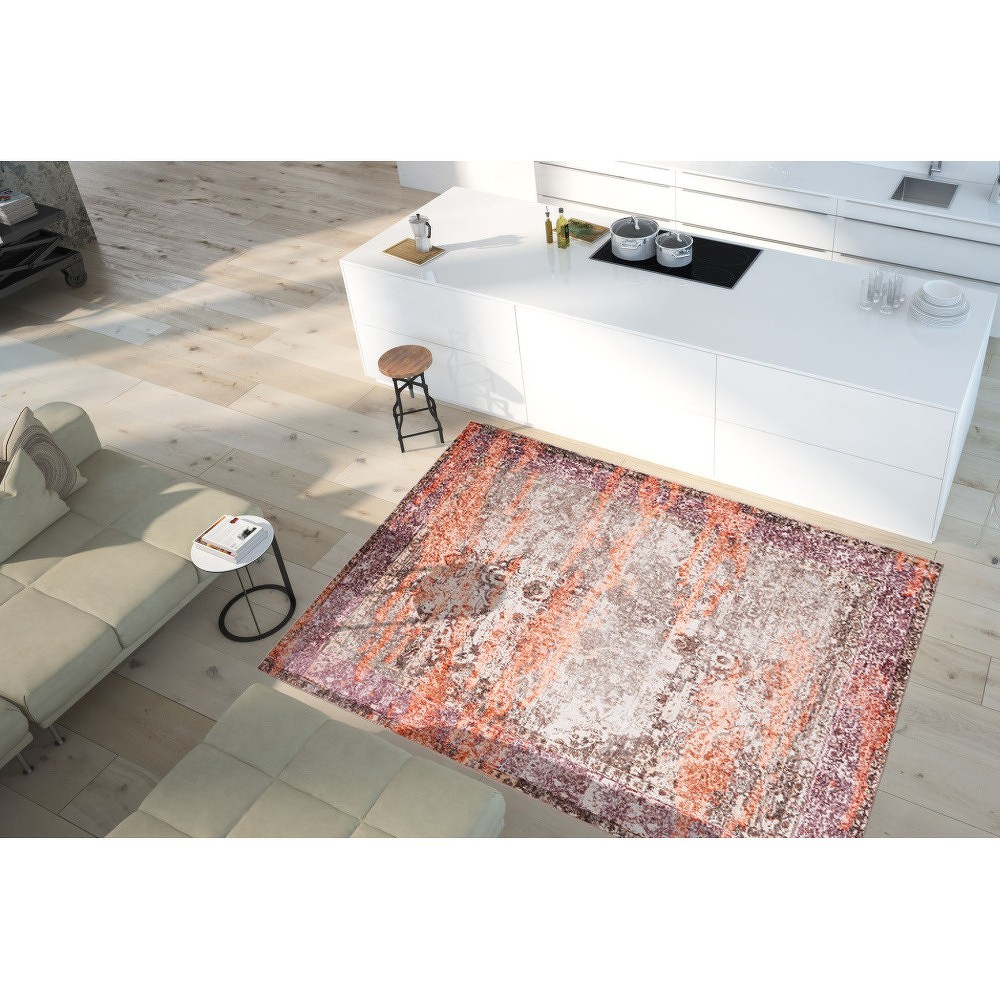 Koberec odolný proti skvrnám Floorita Vintage Beige Orange, 120 x 180 cm