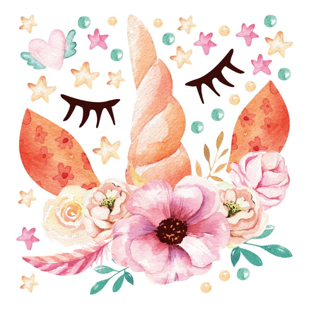 Nástěnné dětské samolepky Ambiance Watercolor Unicorn