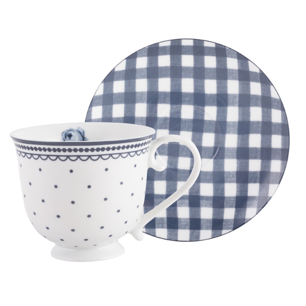 Porcelánový hrnek s podšálkem Creative Tops Vintage Indigo, 200 ml