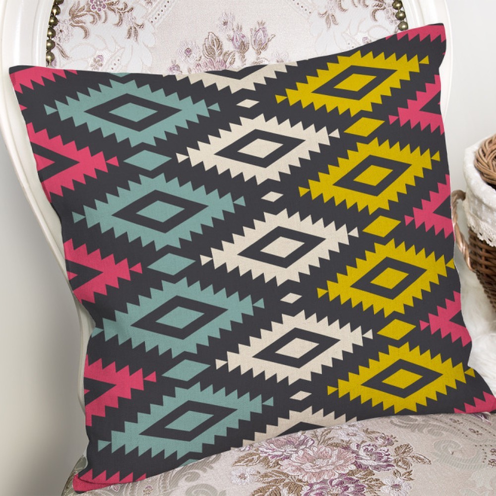 Povlak na polštář s příměsí bavlny Minimalist Cushion Covers Colorful Geometric, 45 x 45 cm