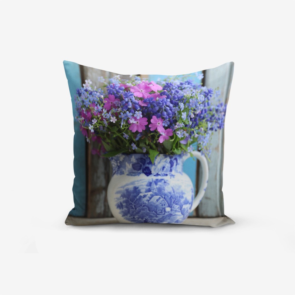 Povlak na polštář s příměsí bavlny Minimalist Cushion Covers Double Colorful Vazo Cicegi, 45 x 45 cm