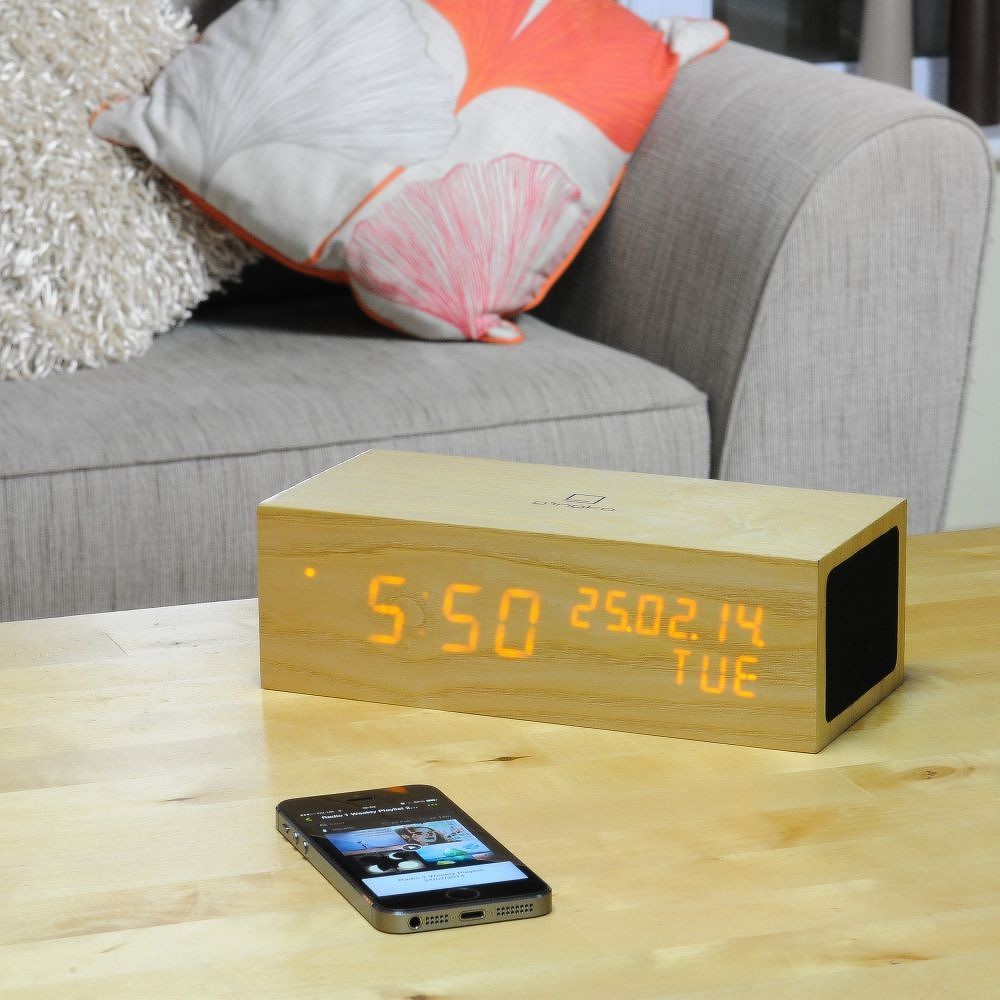 Reproduktor Oak Click Clock s oranžovým LED budíkem