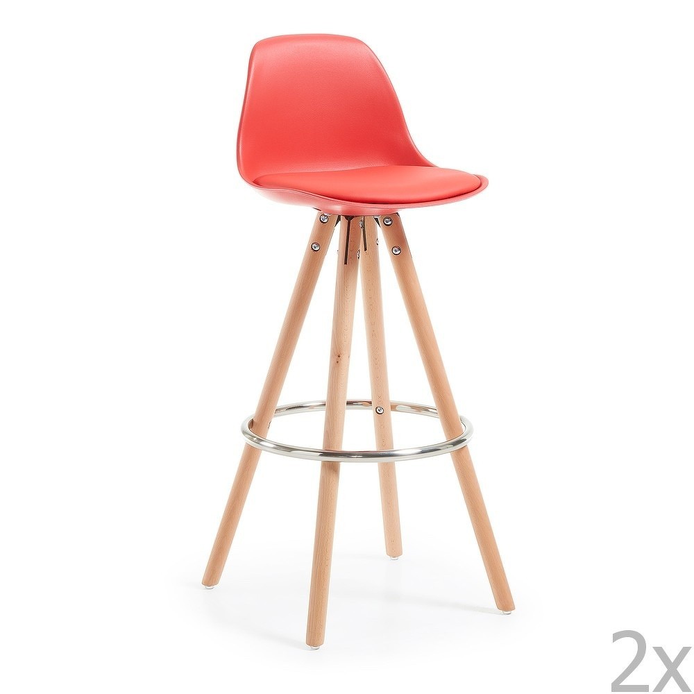 Sada 2 červených barových židlí La Forma Stag