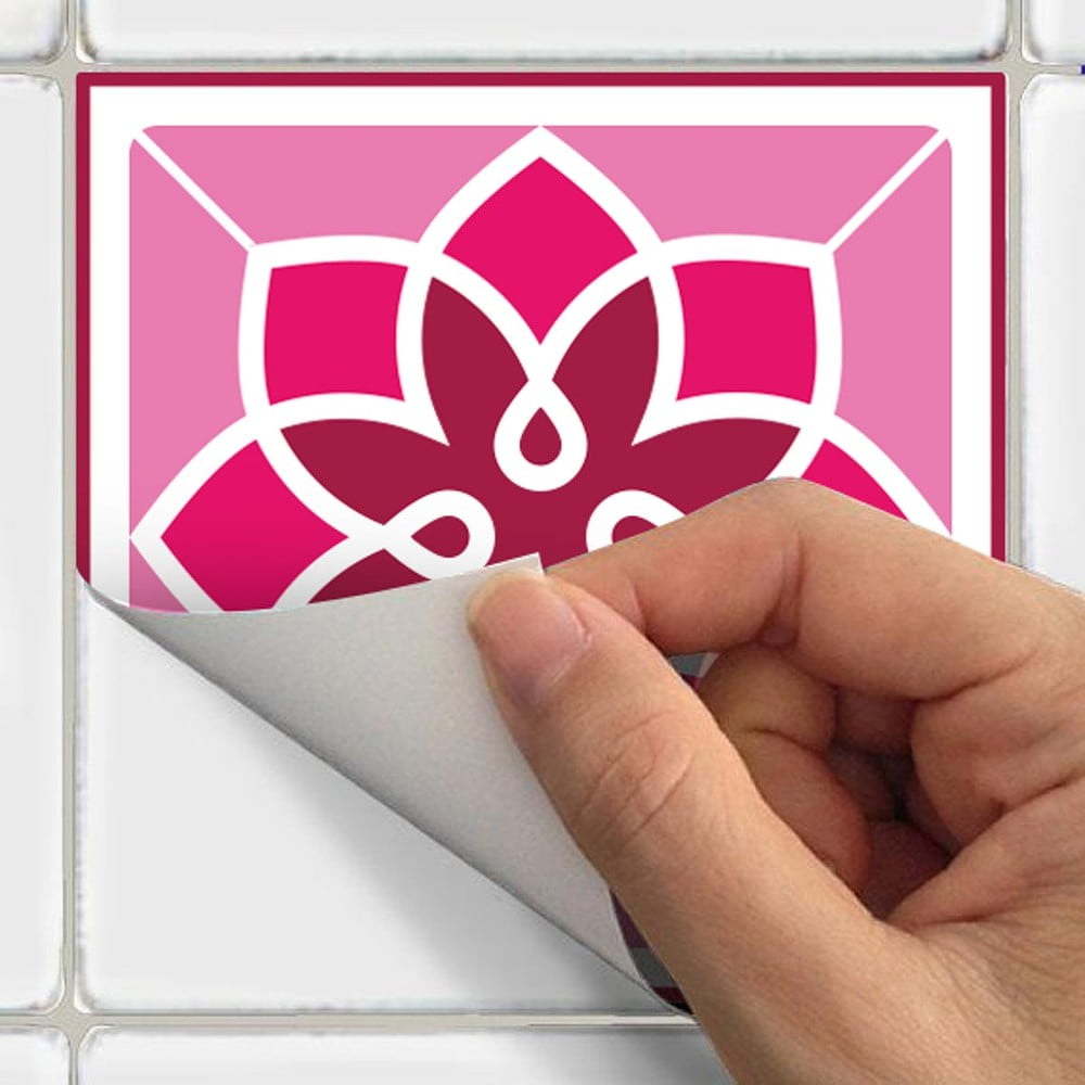 Sada 24 nástěnných samolepek Ambiance Wall Decal Cement Tiles Color Cartagena, 10 x 10 cm