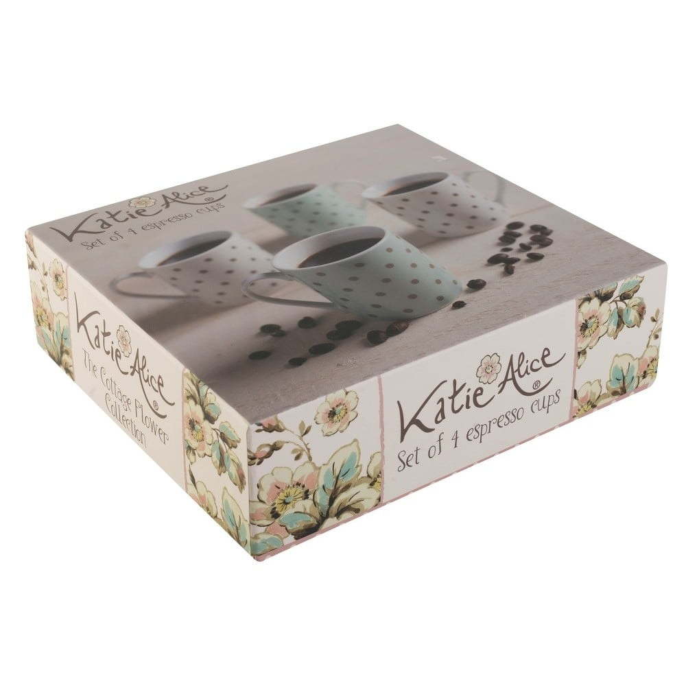 Sada 4 porcelánových hrnků na espresso Creative Tops Cottage Flowers, 60 ml