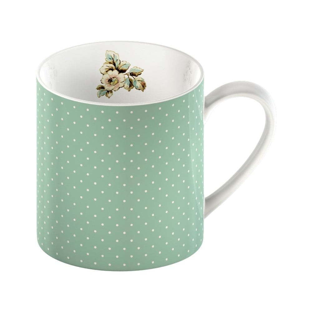 Zelený porcelánový hrnek s puntíky Creative Tops Cottage Flower, 330 ml