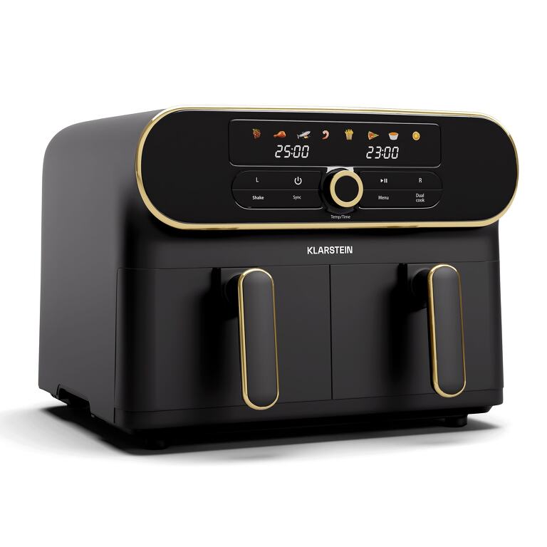 Klarstein Horkovzdušná fritéza AuraAir Color Touch,  2 komory,  11 l,  1700 W,  80 - 200 °C,  8 programů